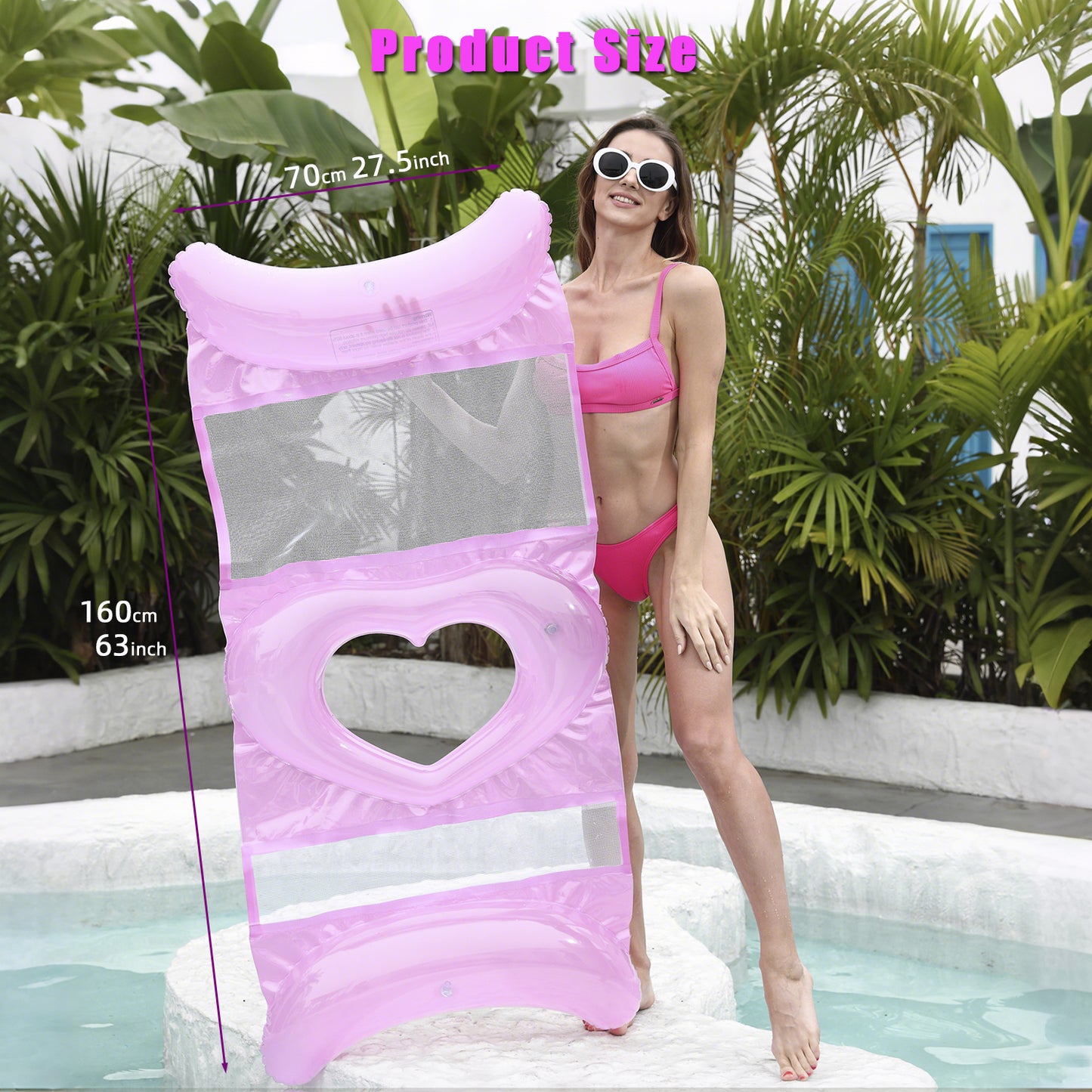 actoper Upgraded 3 Packs Heart-shaped Pool Noodles Water Hammock Floats Lounges for Adult, Pink Yellow and Blue Combination, PVC Inflatable Raft for Adults Vacation Parties
